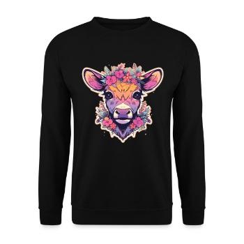 Kuh Kuhkopf Kühne Landwirtschaft Kälbchen - Unisex Pullover - Schwarz - Vorne - Alina (178cm) & Michal (187cm)