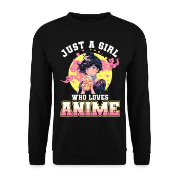 Just a girl who loves Anime - Unisex Sweatshirt - black - Front - Alina (178cm) & Michal (187cm)