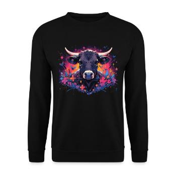 Vache Tête de vache Audacieuse Agriculture Veau - Sweat-shirt Unisexe - noir - Devant - Alina (178cm) & Michal (187cm)