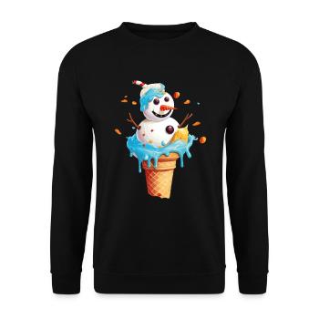 Weihnachten im Juli Schneemann Eiscreme Eis - Unisex Pullover - Schwarz - Vorne - Alina (178cm) & Michal (187cm)