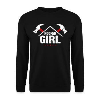 Roofer Girl - Roof Worker Roofing Girl - Unisex Pullover - Schwarz - Vorne - Alina (178cm) & Michal (187cm)