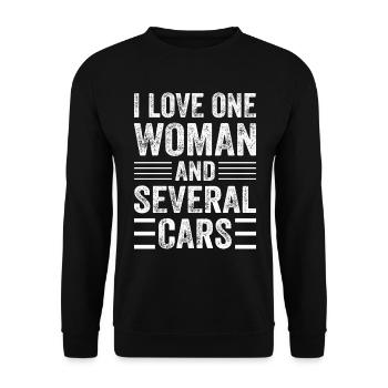 J’aime une femme et plusieurs voitures - Funny Car Mech - Sweat-shirt Unisexe - noir - Devant - Alina (178cm) & Michal (187cm)