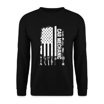 Mécanicien automobile Mécanicien automobile Mécanicien automobile US Flag Auto Mech - Sweat-shirt Unisexe - noir - Devant - Alina (178cm) & Michal (187cm)