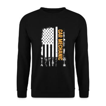 Car Mechanic US Flag Auto Mechanic - Unisex Sweatshirt - black - Front - Alina (178cm) & Michal (187cm)
