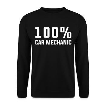 100% Car Mechanic Auto Mechanic Funny Mechanic - Unisex Sweatshirt - black - Front - Alina (178cm) & Michal (187cm)