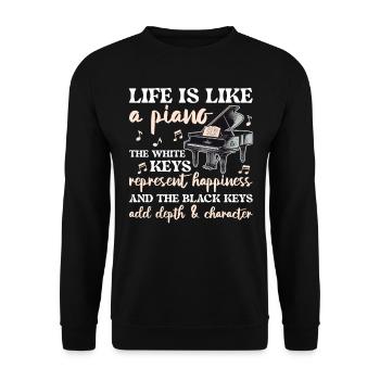 Life Is Like A Piano Piano Player - Unisex Sweatshirt - black - Front - Alina (178cm) & Michal (187cm)