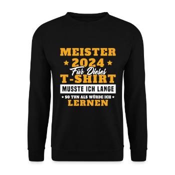 Meister 2024 Mechaniker Meistertitel Geschenk - Unisex Pullover - Schwarz - Vorne - Alina (178cm) & Michal (187cm)