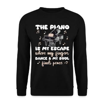 Le piano est mon évasion où mes doigts dansent trouvent - Sweat-shirt Unisexe - noir - Devant - Alina (178cm) & Michal (187cm)