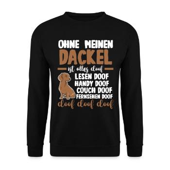 Hund Dackel - Unisex Pullover - Schwarz - Vorne - Alina (178cm) & Michal (187cm)