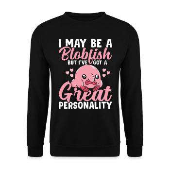 Ich Kann Ein Blobfish-besitzer Sein Blobfishes - Unisex Pullover - Schwarz - Vorne - Alina (178cm) & Michal (187cm)
