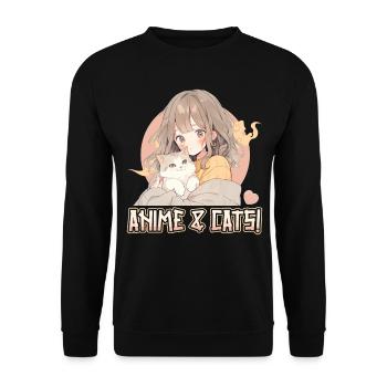 Anime and Cats Kawaii Girl Anime - Unisex Sweatshirt - black - Front - Alina (178cm) & Michal (187cm)