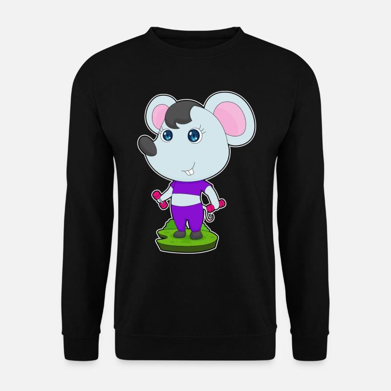 Maus Fitness Hanteln - Unisex Pullover - Schwarz