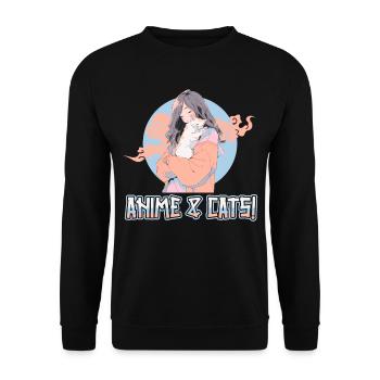 Anime and Cats Kawaii Girl Anime - Unisex Sweatshirt - black - Front - Alina (178cm) & Michal (187cm)