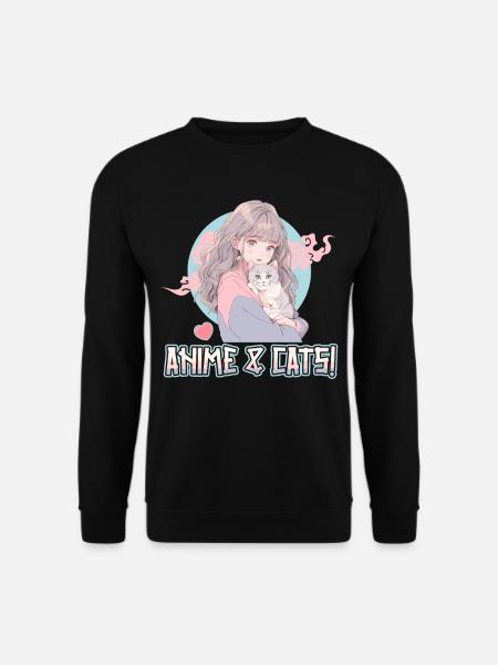 Anime et chats Kawaii Girl Anime - Sweat-shirt Unisexe - noir