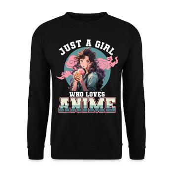 Just a girl who loves Anime - Unisex Sweatshirt - black - Front - Alina (178cm) & Michal (187cm)