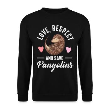 Love and Save Pangolin Lovers - Unisex Sweatshirt - black - Front - Alina (178cm) & Michal (187cm)