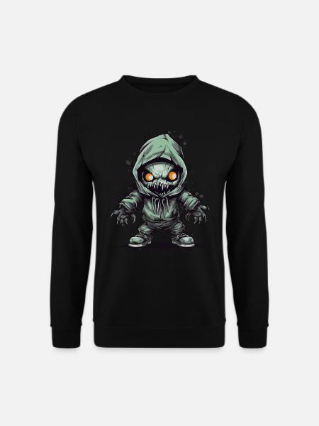 Gruseliger Halloween-Hoodie mit Monster-Design - Unisex Pullover - Schwarz