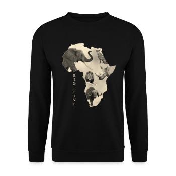 Afrique Big 5 - Eléphant Lion Léopard Rhinocéros Buffle - Sweat-shirt Unisexe - noir - Devant - Alina (178cm) & Michal (187cm)