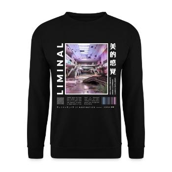 Liminal Spaces Retro 80s & 90s Backrooms Vaporwave - Unisex Sweatshirt - black - Front - Alina (178cm) & Michal (187cm)