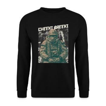 Post-apocalyptic gamer Cheeki Breeki - Unisex Sweatshirt - black - Front - Alina (178cm) & Michal (187cm)