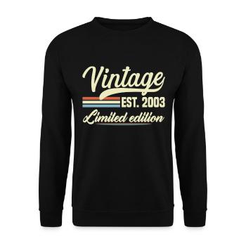 Jahrgang 2003 Geburtstagsgeschenk 2003 - Unisex Pullover - Schwarz - Vorne - Alina (178cm) & Michal (187cm)