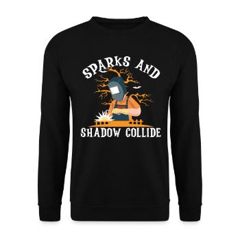 Des étincelles et des ombres entrent en collision Spooky Welder Hall - Sweat-shirt Unisexe - noir - Devant - Alina (178cm) & Michal (187cm)