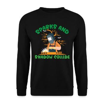 Des étincelles et des ombres entrent en collision Spooky Welder Hall - Sweat-shirt Unisexe - noir - Devant - Alina (178cm) & Michal (187cm)