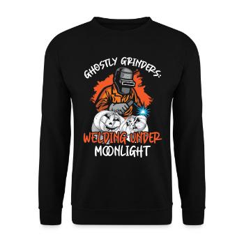 Ghostly grinders: welding in the moonlight - Unisex Sweatshirt - black - Front - Alina (178cm) & Michal (187cm)