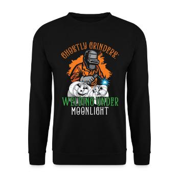 Ghostly Grinders: Welding in the Moonlight - Unisex Sweatshirt - black - Front - Alina (178cm) & Michal (187cm)