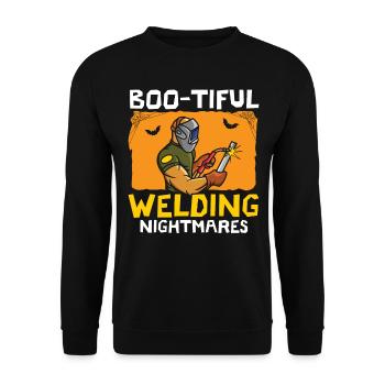Gespenstische Schweißer-Albträume Schweißer Hallow - Unisex Pullover - Schwarz - Vorne - Alina (178cm) & Michal (187cm)