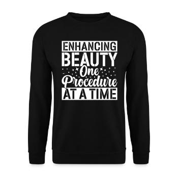 Plastic surgery to improve - Unisex Sweatshirt - black - Front - Alina (178cm) & Michal (187cm)
