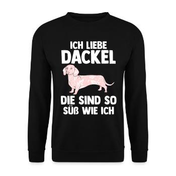 Hund Dackel - Unisex Pullover - Schwarz - Vorne - Alina (178cm) & Michal (187cm)