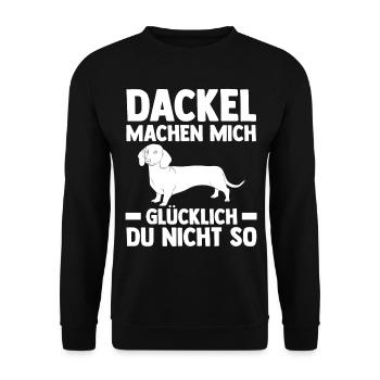 Hund Dackel - Unisex Pullover - Schwarz - Vorne - Alina (178cm) & Michal (187cm)