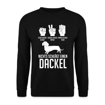 Hund Dackel - Unisex Pullover - Schwarz - Vorne - Alina (178cm) & Michal (187cm)