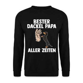 Hund Vater Papa Dackel - Unisex Pullover - Schwarz - Vorne - Alina (178cm) & Michal (187cm)