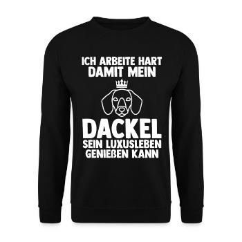 Hund Dackel - Unisex Pullover - Schwarz - Vorne - Alina (178cm) & Michal (187cm)