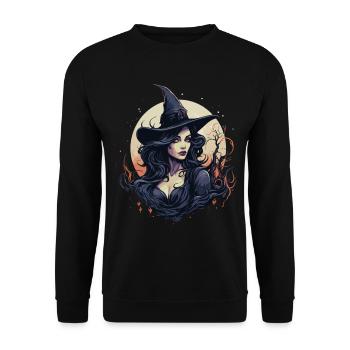 Sorcière élégante au clair de lune: Halloween avec magie - Sweat-shirt Unisexe - noir - Devant - Alina (178cm) & Michal (187cm)