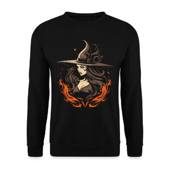 Splendeur magique de la sorcière: Feu de sorcière moderne élégant - Sweat-shirt Unisexe - noir - Devant - Alina (178cm) & Michal (187cm)