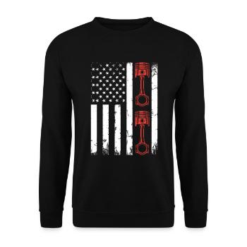Auto Mechanic Car Piston Car Mechanic US Flag - Unisex Sweatshirt - black - Front - Alina (178cm) & Michal (187cm)