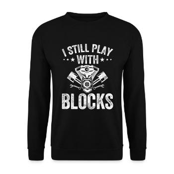 Mécanicien automobile - Je joue toujours avec des blocs - Sweat-shirt Unisexe - noir - Devant - Alina (178cm) & Michal (187cm)