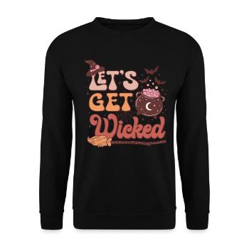 Let's Get Wicked: Vintage Halloween Hexen Design - Unisex Pullover - Schwarz - Vorne - Alina (178cm) & Michal (187cm)