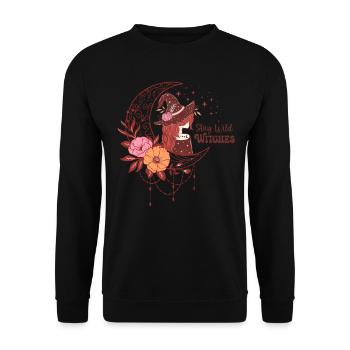 Sorcière et croissant vintage : Restez sorcières sauvages - Sweat-shirt Unisexe - noir - Devant - Alina (178cm) & Michal (187cm)