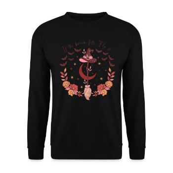 Vintage Halloween Design: If The Broom Fits Fly It - Unisex Pullover - Schwarz - Vorne - Alina (178cm) & Michal (187cm)