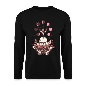 Crâne de papillon d’Halloween vintage et lune - Sweat-shirt Unisexe - noir - Devant - Alina (178cm) & Michal (187cm)