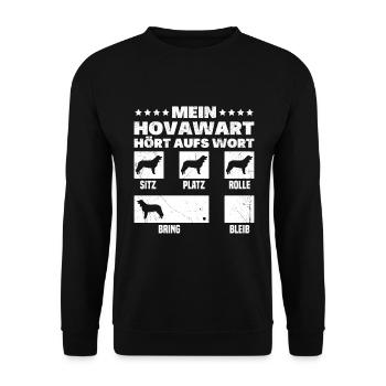 Hovawart Hundekunststücke Bauernhof Hovawart - Unisex Pullover - Schwarz - Vorne - Alina (178cm) & Michal (187cm)