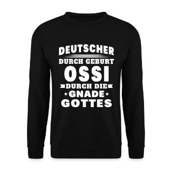 Ossi Ostdeutscher Sachsen - Unisex Pullover - Schwarz - Vorne - Alina (178cm) & Michal (187cm)