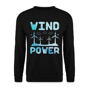 Énergie éolienne, éolienne, énergies renouvelables, - Sweat-shirt Unisexe - noir - Devant - Alina (178cm) & Michal (187cm)