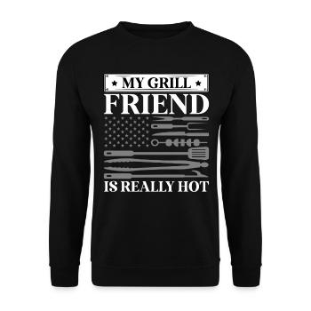 My grill friend is a really hot one - Unisex Sweatshirt - black - Front - Alina (178cm) & Michal (187cm)