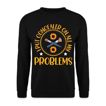 I apply concealer to all my problems - Unisex Sweatshirt - black - Front - Alina (178cm) & Michal (187cm)