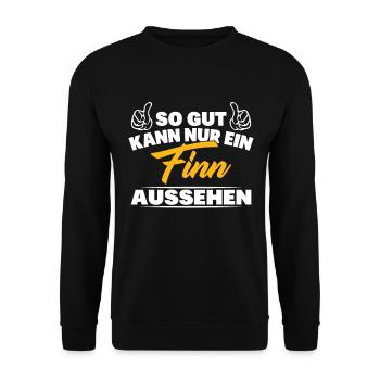 So gut kann nur ein Finn aussehen - Unisex Pullover - Schwarz - Vorne - Alina (178cm) & Michal (187cm)
